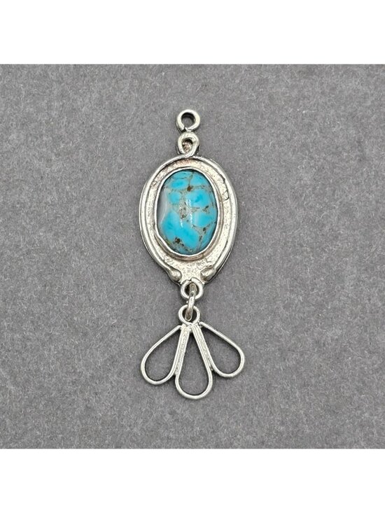 Unbranded Jewelry - Vintage Southwestern Sterling Silver Faux Turquoise Glass Dangle Pendant Charm